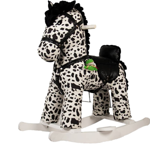 راکر اسب کودک چوبی خال خالی مشکی -اسباب بازی